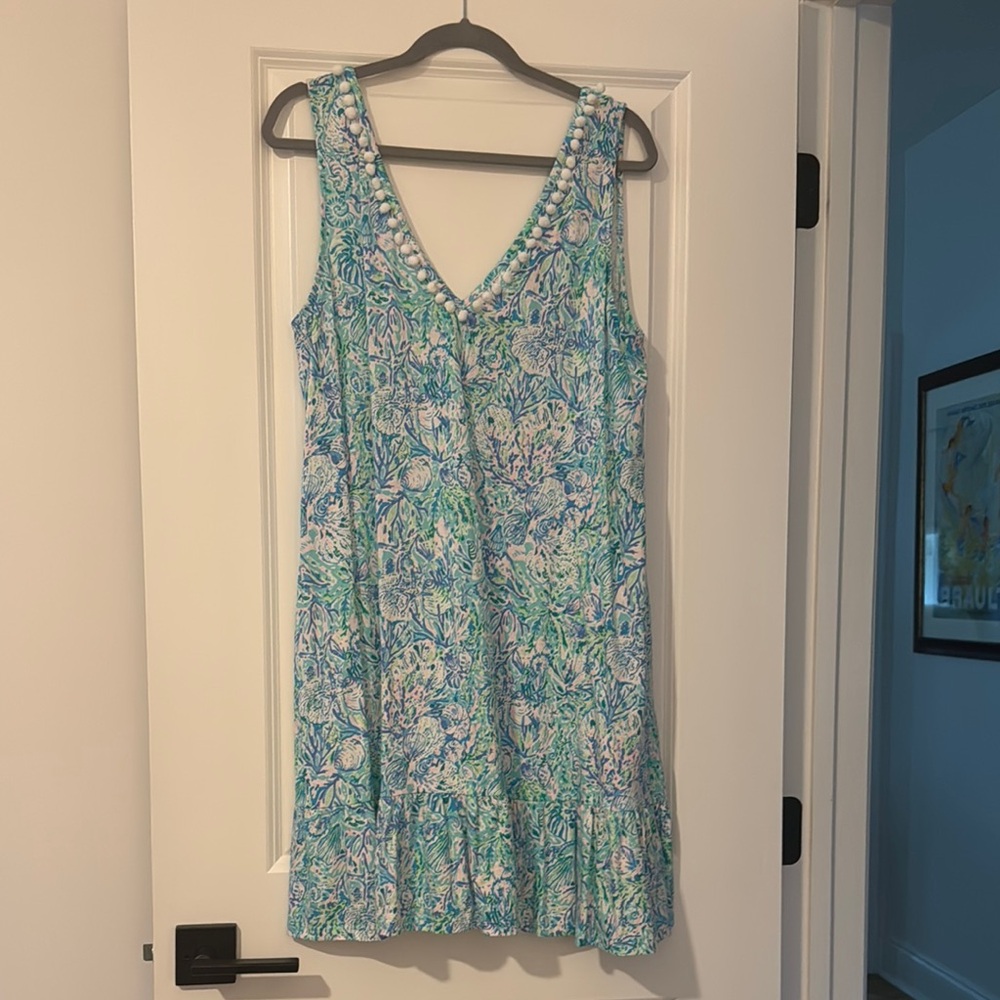 Floral Blue and Green Sleeveless Dress Lily Pulitzer